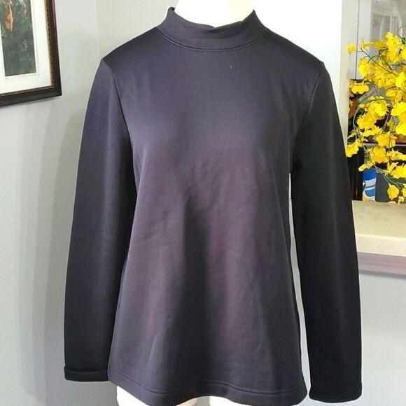 J Crew mock Turtleneck black sweatshirt,  NWT. Size medium. Style #M2399 - Picture 1 of 6